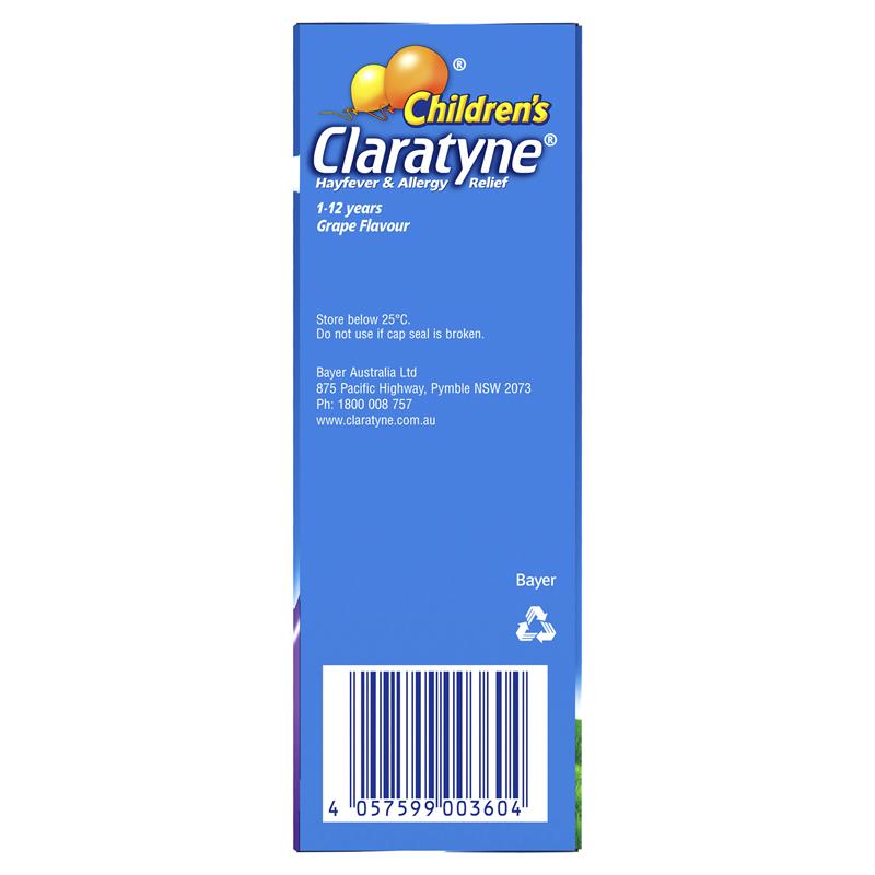 Children's Claratyne Allergy & Hayfever Relief Syrup For Kids Grape Flavour 120mL