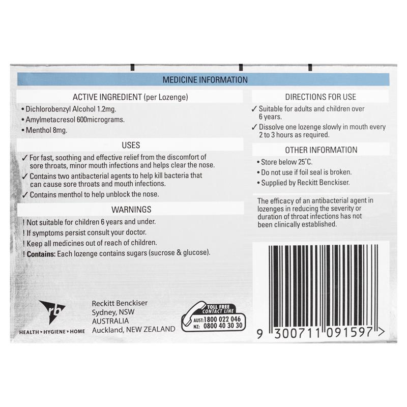 Strepsils Plus Blocked Nose Relief Throat Lozenges Menthol Eucalyptus 36 Pack