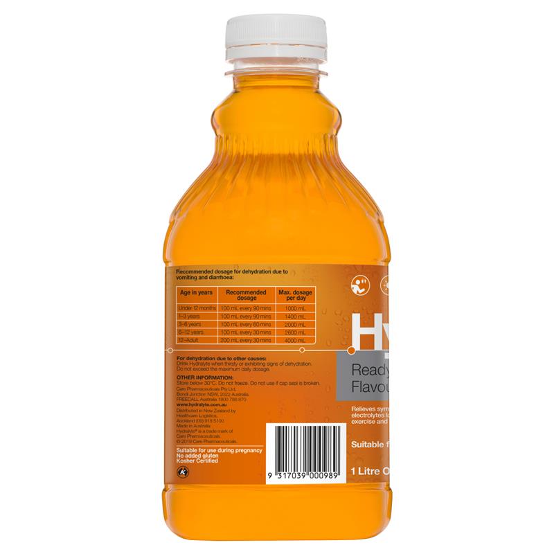 Hydralyte Ready to Use Liquid Orange Flavoured 1 Litre