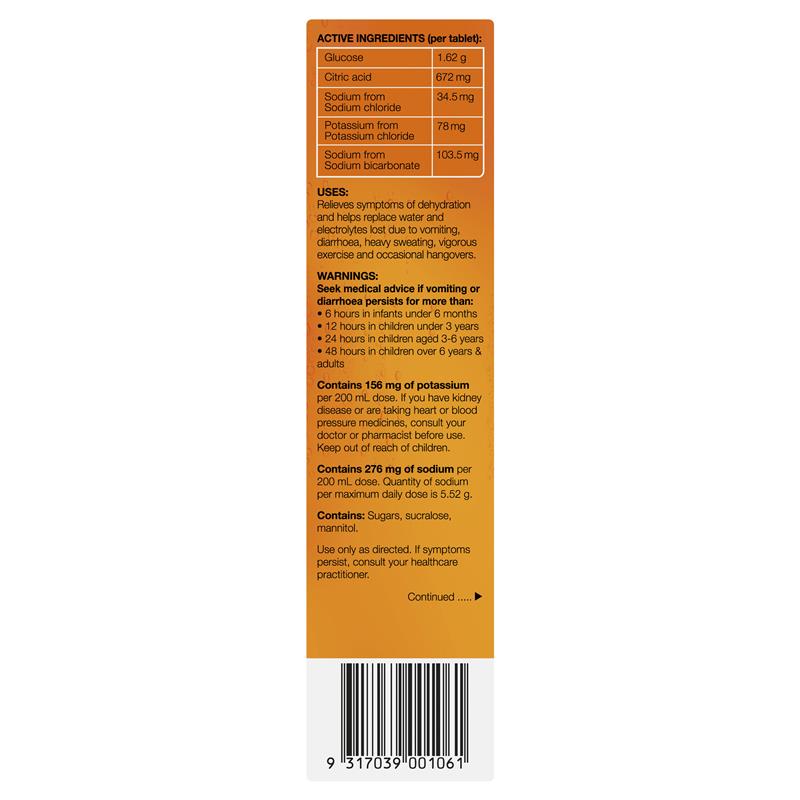 Hydralyte Effervescent Electrolyte Orange 20 Tablets