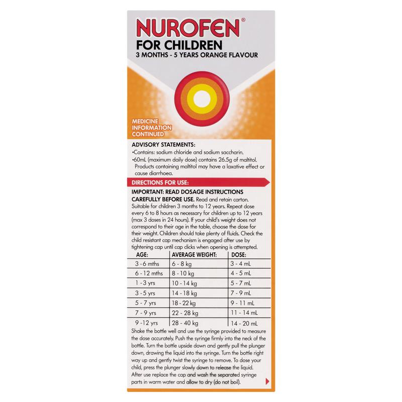 Nurofen For Children 3 Months To 5 Years Orange 200ml