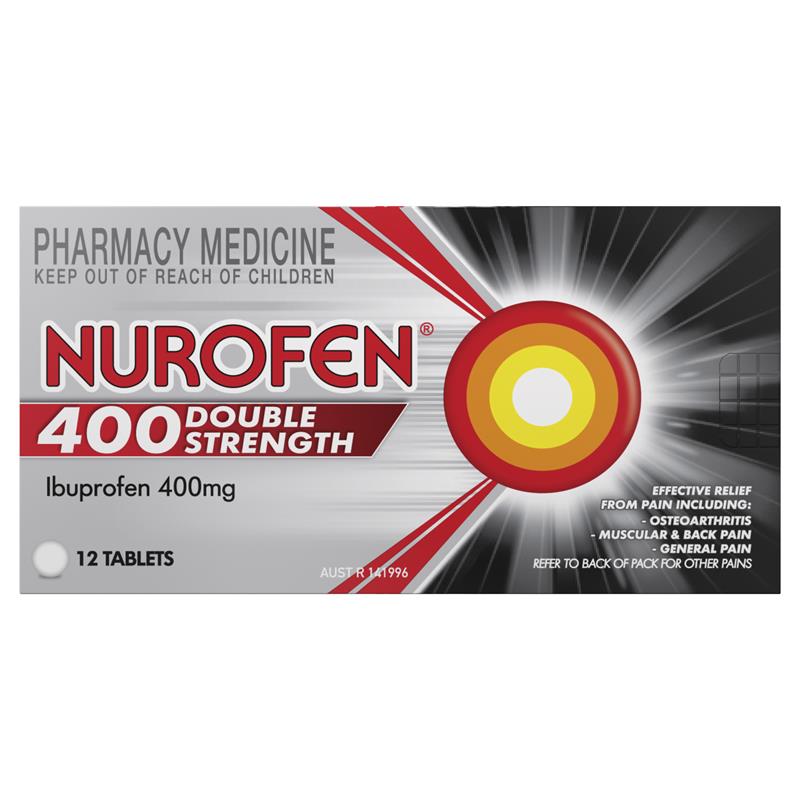 Nurofen Double Strength Pain and Inflammation Relief Tablets 400mg Ibuprofen 12 pack