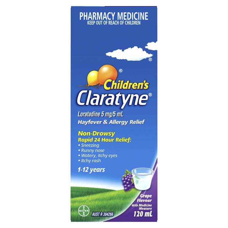 Children's Claratyne Allergy & Hayfever Relief Syrup For Kids Grape Flavour 120mL