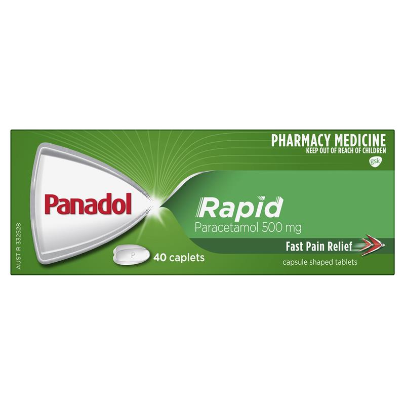 Panadol Rapid Paracetamol Pain Relief Caplets 500mg 40