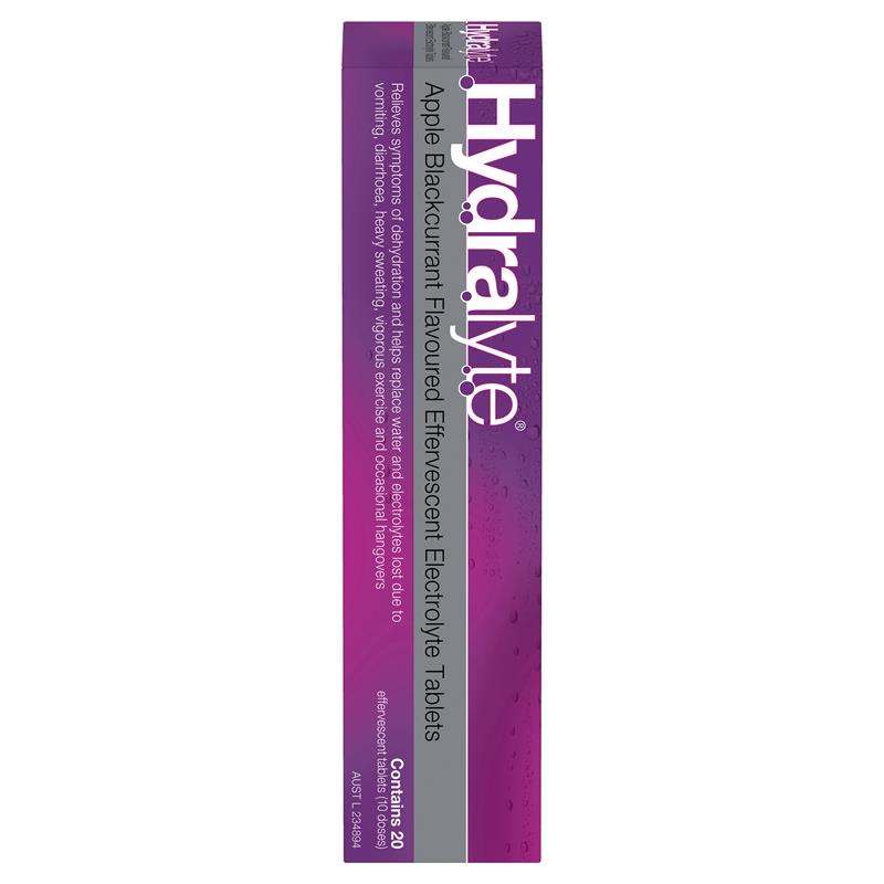 Hydralyte Effervescent Electrolyte Blackcurrant & Apple 20 Tablets