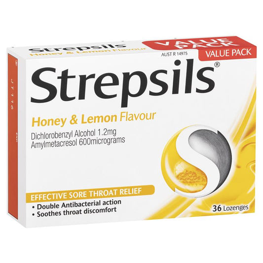 Strepsils Throat Lozenges Soothing Honey & Lemon 32 Pack