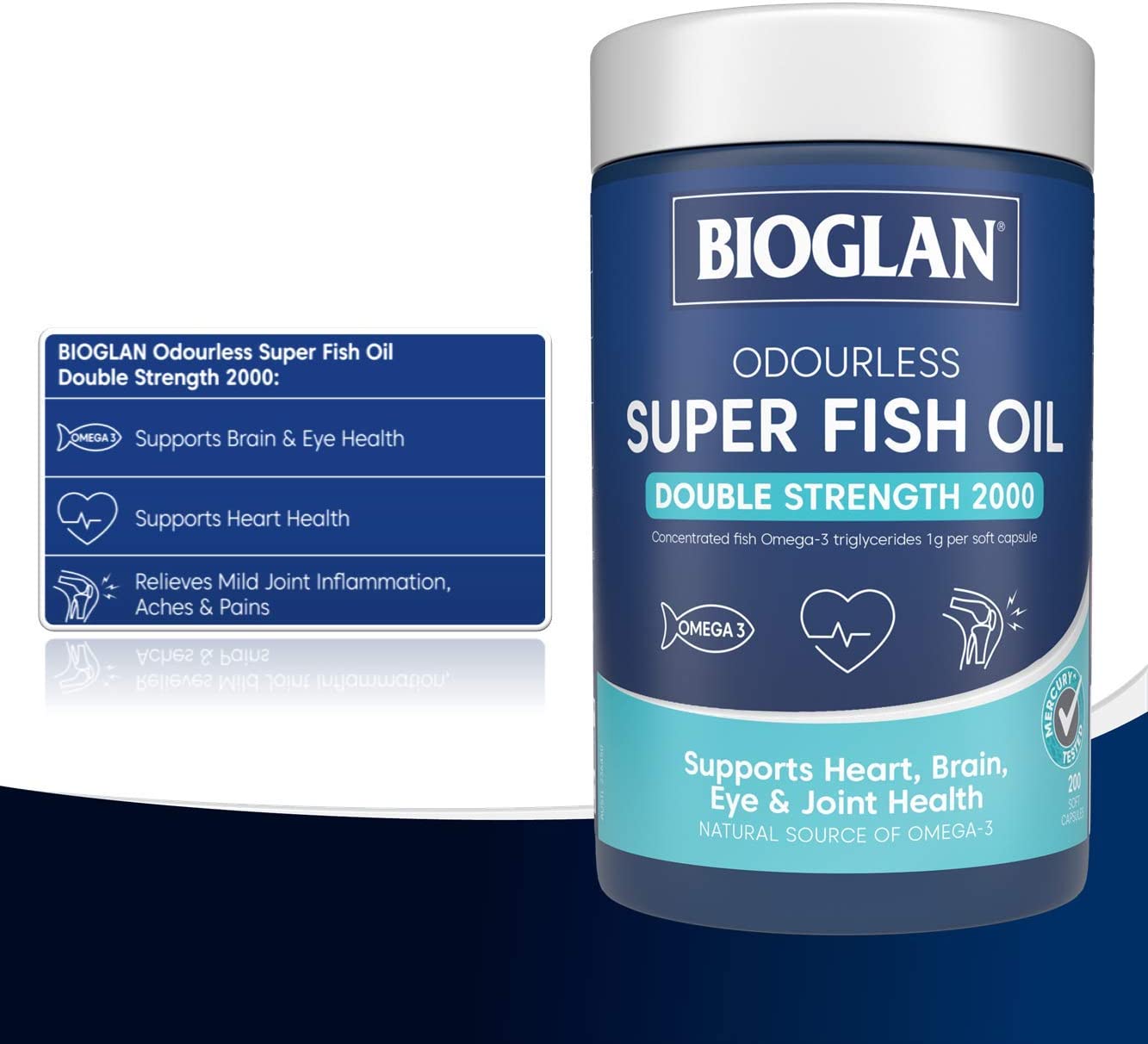 Bioglan Odourless Super Fish Oil Double Strength 200 Capsules