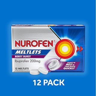 Nurofen Meltlets Pain Relief Berry Burst 200mg Ibuprofen 12 Pack