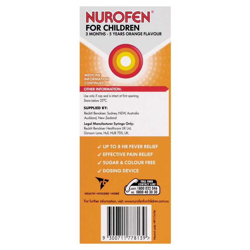 Nurofen For Children 3 Months To 5 Years Orange 200ml