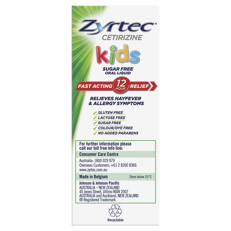 Zyrtec Kids Antihistamine Allergy & Hayfever Oral Liquid Grape 120mL