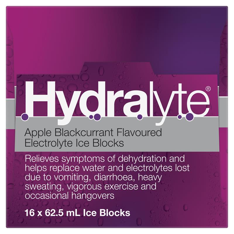 Hydralyte Rehydration Ice Blocks Apple Blackcurrant 16 Pack