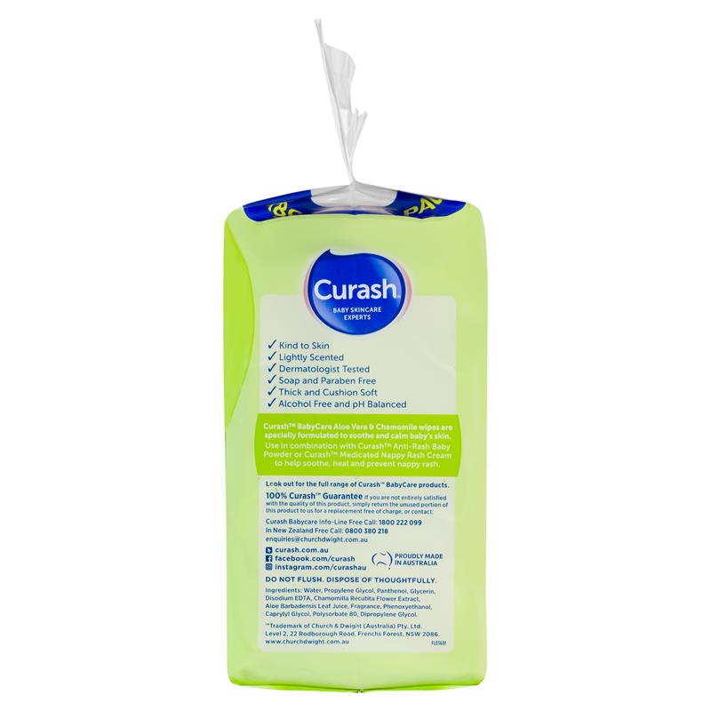 Curash Baby Wipes Aloe Vera & Chamomile 3 x 80pk