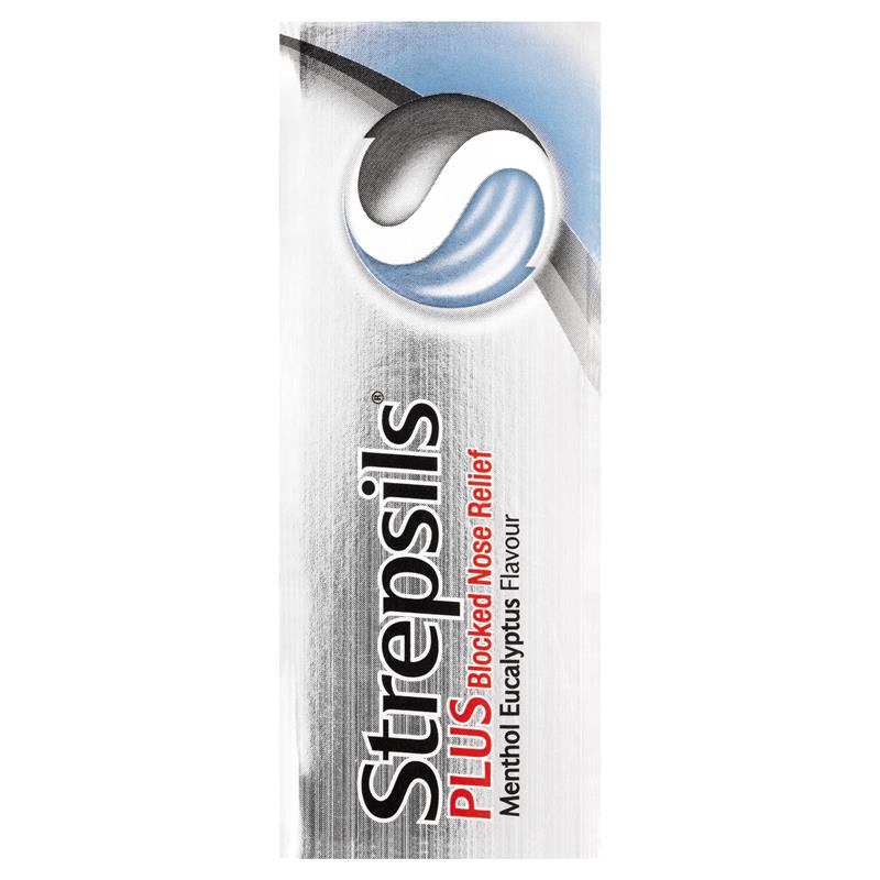 Strepsils Plus Blocked Nose Relief Throat Lozenges Menthol Eucalyptus 36 Pack