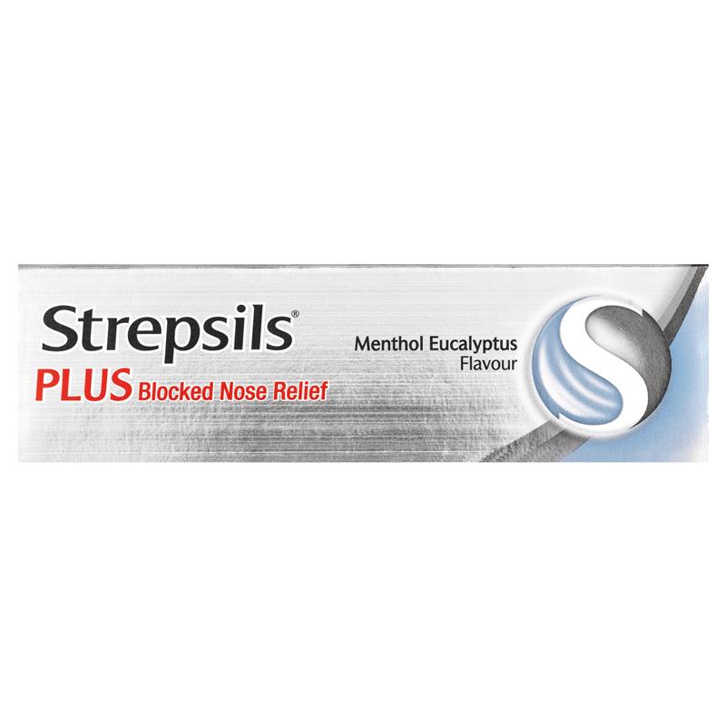 Strepsils Plus Blocked Nose Relief Throat Lozenges Menthol Eucalyptus 36 Pack