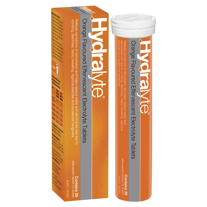 Hydralyte Effervescent Electrolyte Orange 20 Tablets