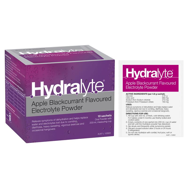 Hydralyte Electrolyte Powder 5g x 10 Sachets - Apple Blackcurrant