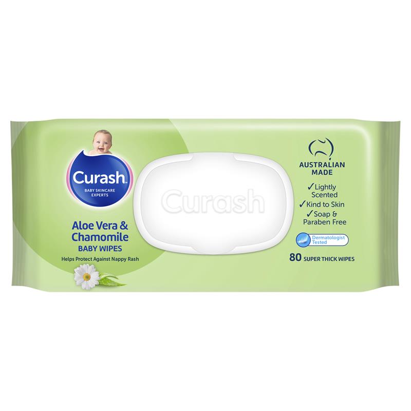 Curash Baby Wipes Aloe Vera & Chamomile 3 x 80pk