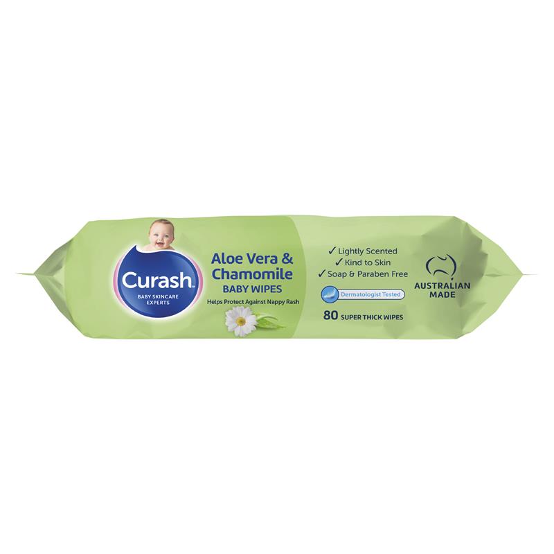 Curash Baby Wipes Aloe Vera & Chamomile 3 x 80pk