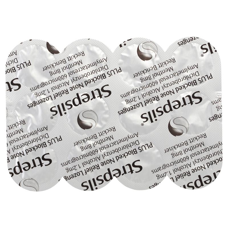 Strepsils Plus Blocked Nose Relief Throat Lozenges Menthol Eucalyptus 36 Pack