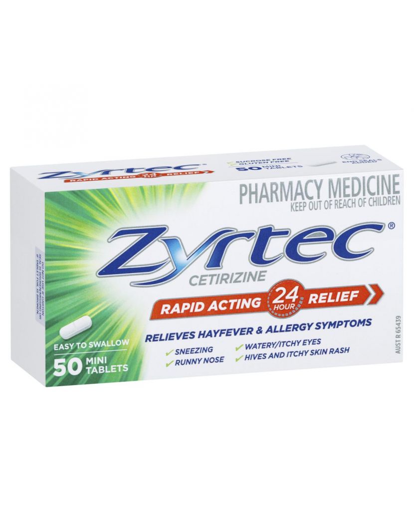 Zyrtec Rapid Acting Allergy Antihistamine & Hayfever Mini Tablets 50 Pack