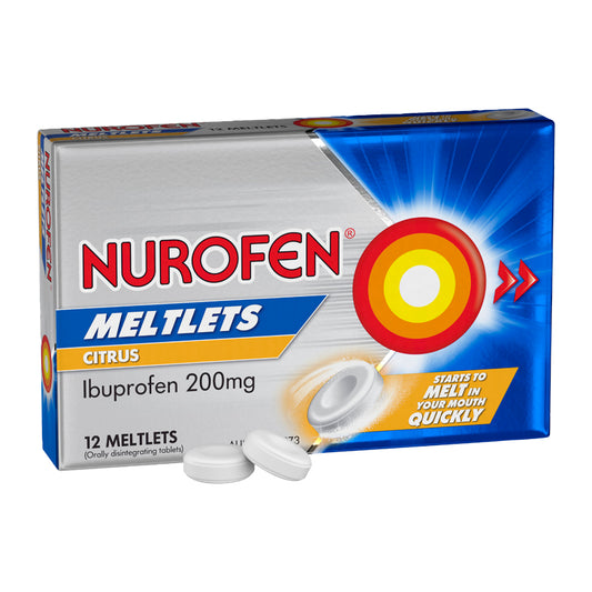 Nurofen Meltlets Pain Relief Citrus 200mg Ibuprofen 12 Pack