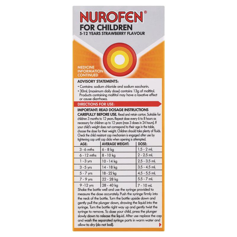 Nurofen For Children 5-12 Years Strawberry 100ml