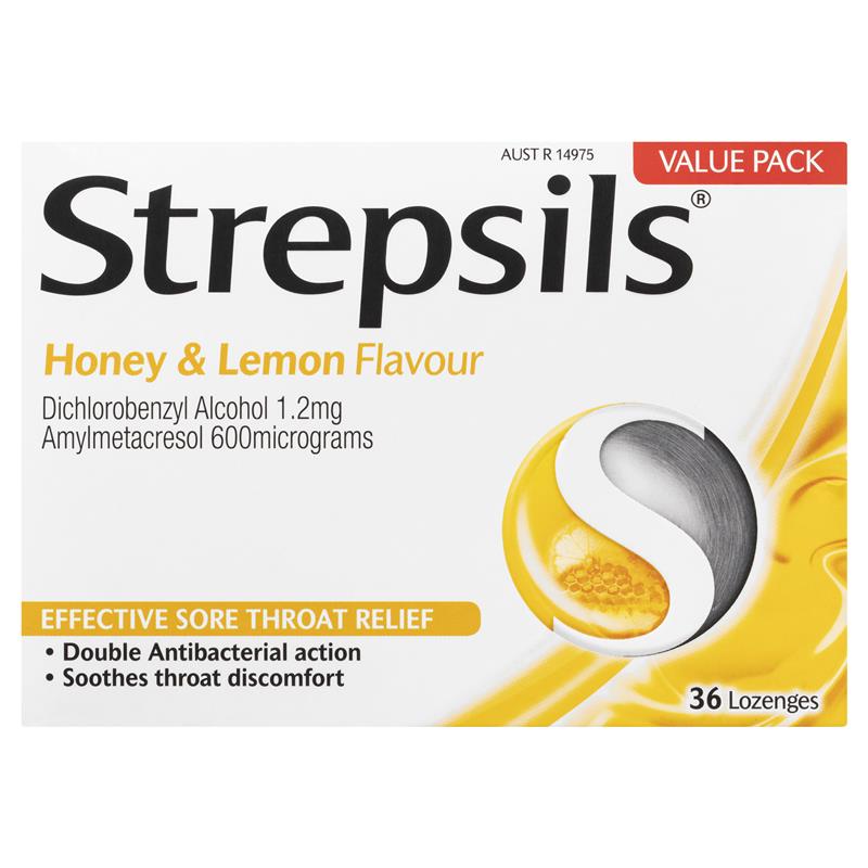 Strepsils Throat Lozenges Soothing Honey & Lemon 32 Pack