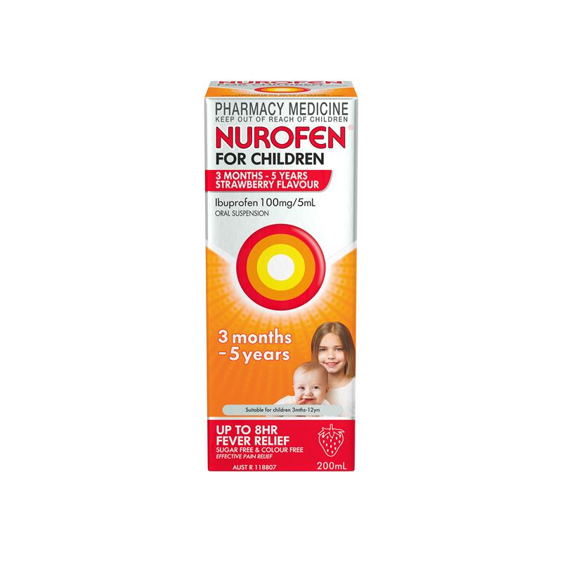 Nurofen For Children 3 Months - 5 Years Pain and Fever Relief Ibuprofen Strawberry 200ml