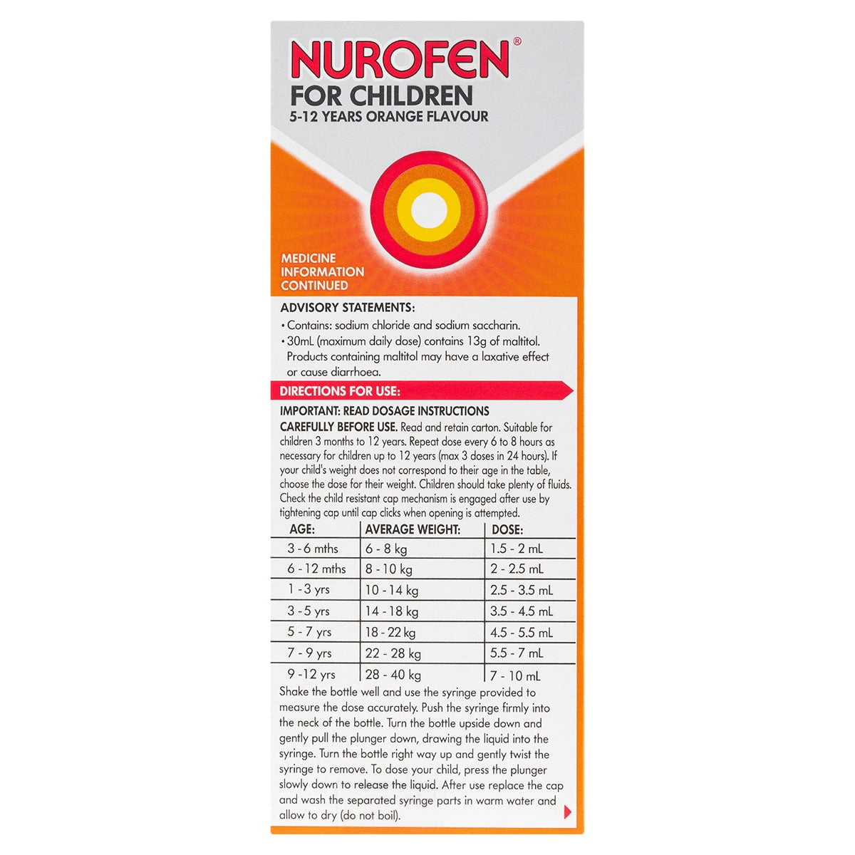 Nurofen for Children 5-12 Years Orange 200mL (S2)