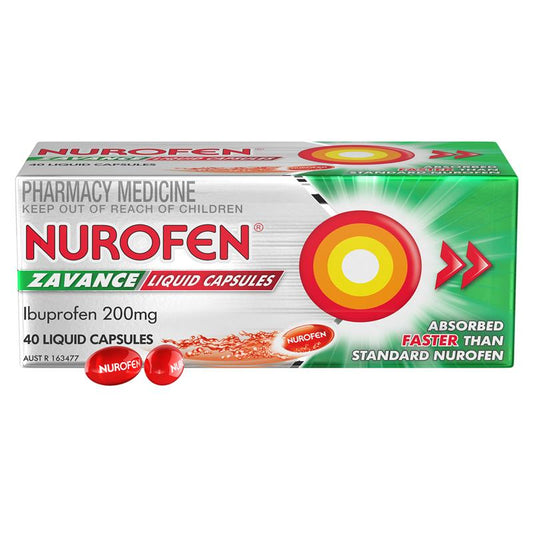Nurofen Zavance Fast Pain Relief Liquid Capsules 200mg Ibuprofen 40 Pack