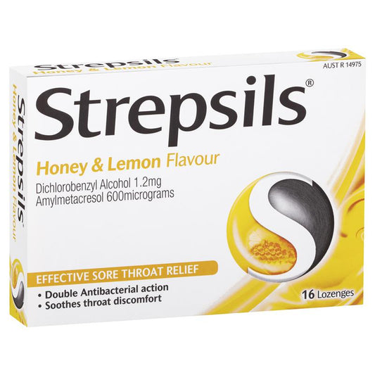 Strepsils Throat Lozenges Soothing Honey & Lemon 16 Pack