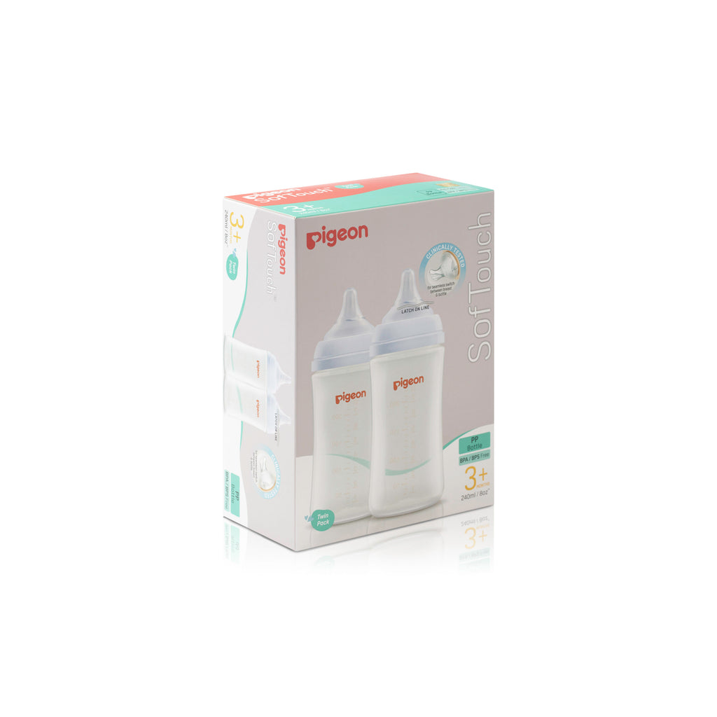 Pigeon SofTouch III Baby Bottle PP 240ml 3+ months - Twin Pack