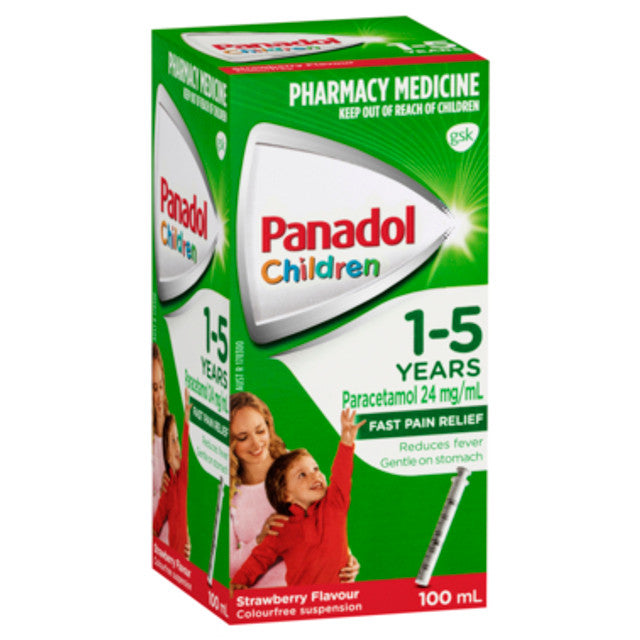 Panadol Children 1-5 Years Suspension Fever & Pain Relief Strawberry Flavour 100ml