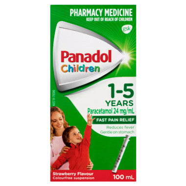 Panadol Children 1-5 Years Suspension Fever & Pain Relief Strawberry Flavour 100ml