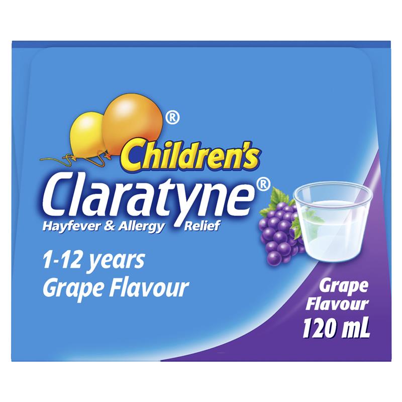 Children's Claratyne Allergy & Hayfever Relief Syrup For Kids Grape Flavour 120mL