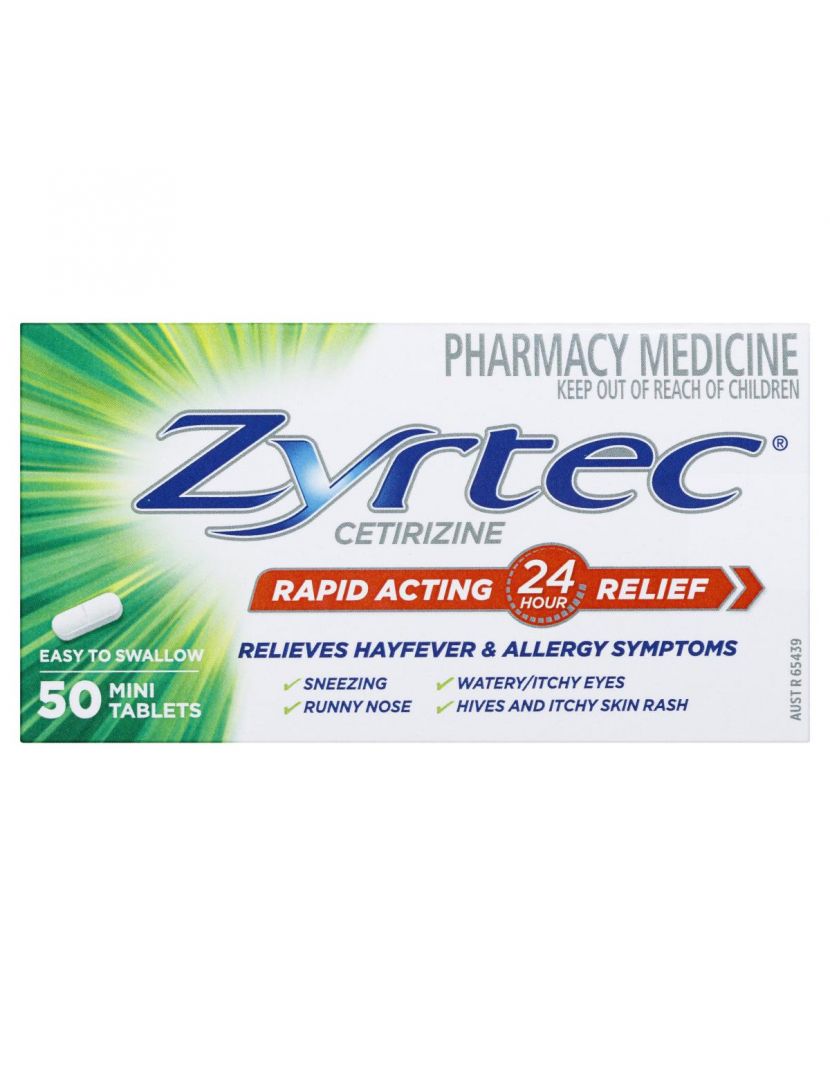 Zyrtec Rapid Acting Allergy Antihistamine & Hayfever Mini Tablets 50 Pack