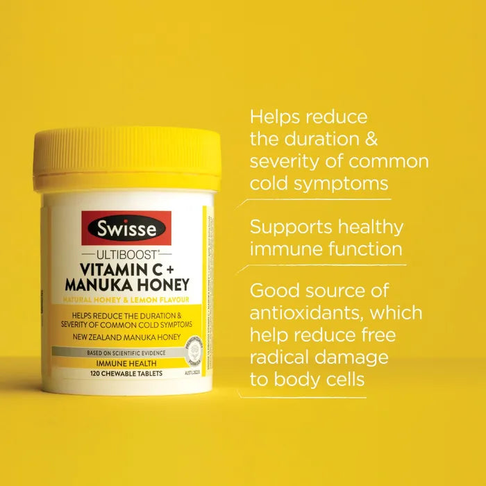 Swisse Ultiboost Vitamin C + Manuka Honey - 120 Chewable Tablets